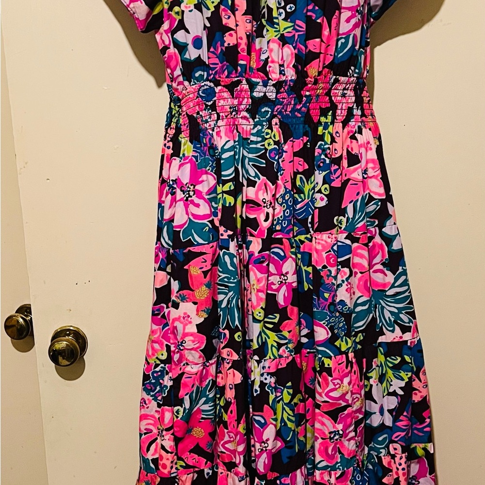 Lilly Pulitzer Floral Midi Dress - Pink and Blue